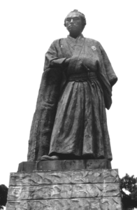 Statue of Sakamoto Ryōma at Katsurahama in Kōchi, photographed by Romulus Hillsborough in the 1980s while conducting research for Ryōma: Life of a Renaissance Samurai.